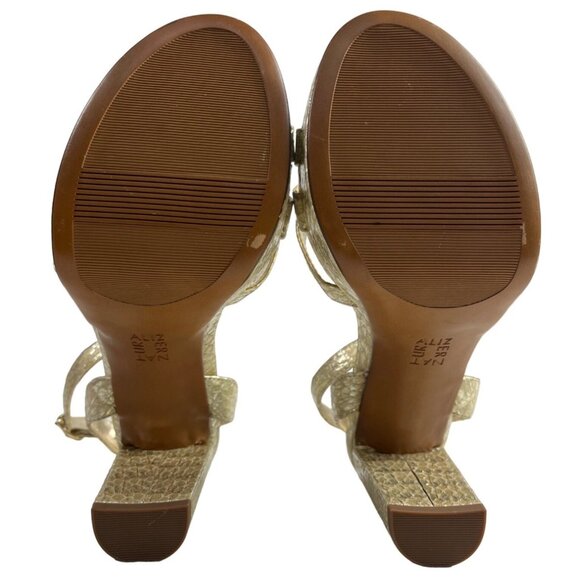 Naturalizer Gold Snake Skin Mallory Ankle Strap Platform Heel Sz 8W - New - Picture 8 of 12